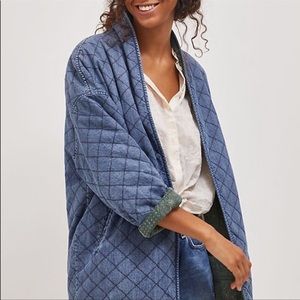 Anthropologie Current Air Bobbie Reversible Denim Quilted Jacket Medium NWT